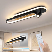 ZMH Lampada da soffitto plafoniera LED 46W nera dimmerabile con 1 faretto telecomando per soggiorno