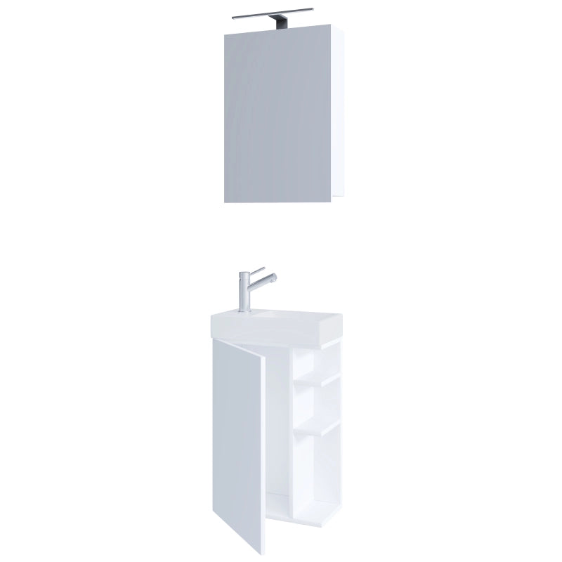 Forma di Ezooza Mobile Sospeso con lavabo in ceramica di alta qualità ed armadietto a specchio, Bianco ,