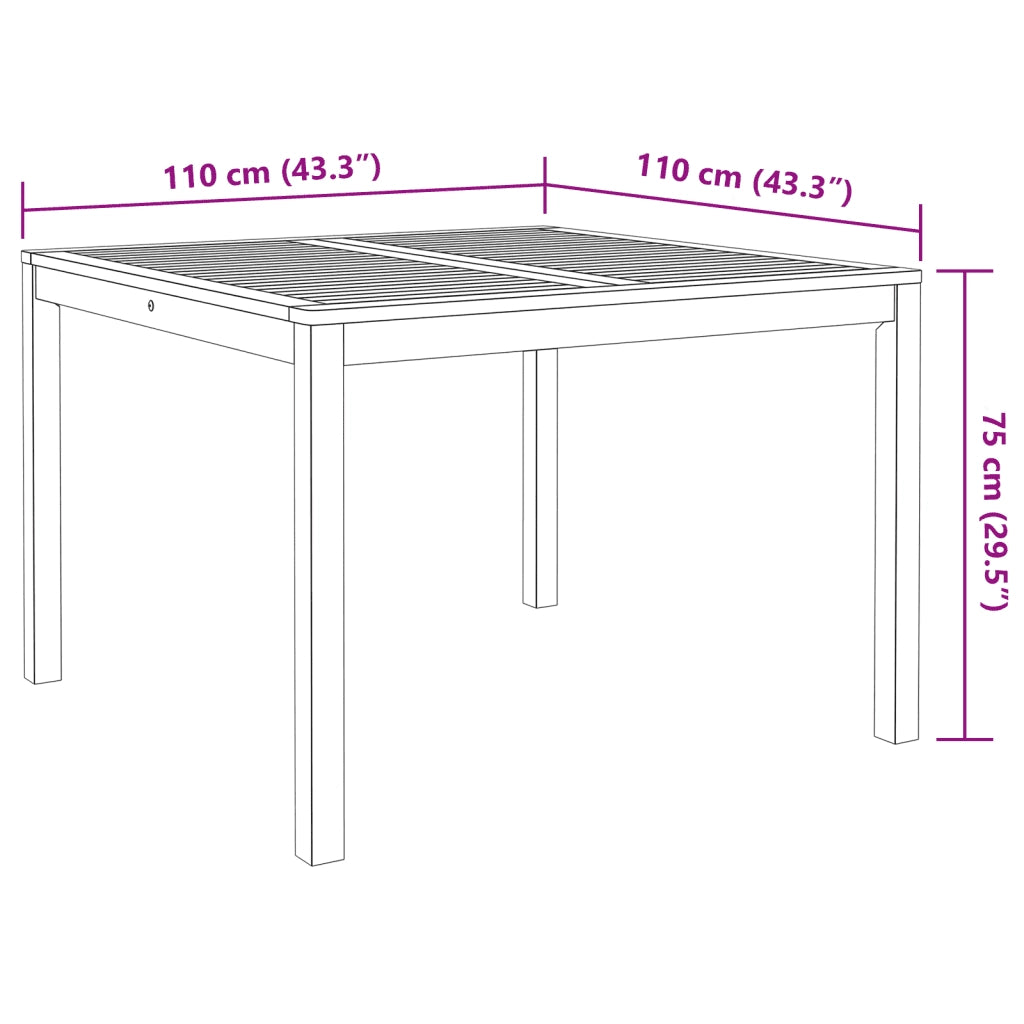 Set da Pranzo per Giardino 5 pz in Legno Massello di Acacia