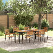 Set da Pranzo Giardino 7 Pezzi Grigio in Rattan Sintetico e Acacia