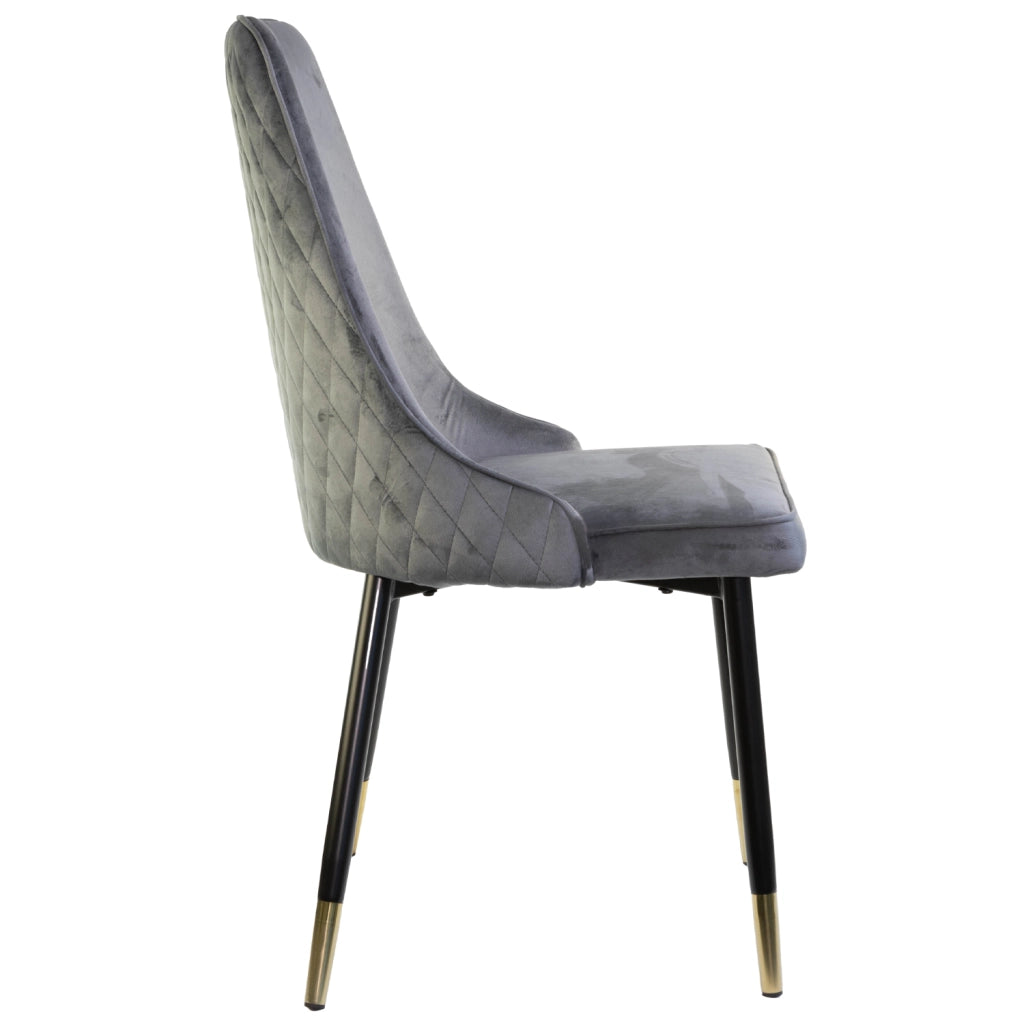 Sedia SAINT TROPEZ con Struttura in Metallo Nero e Oro Seduta Imbottita in Velluto, Poltroncina di D 4 X S.TROPEZ GRIGIO