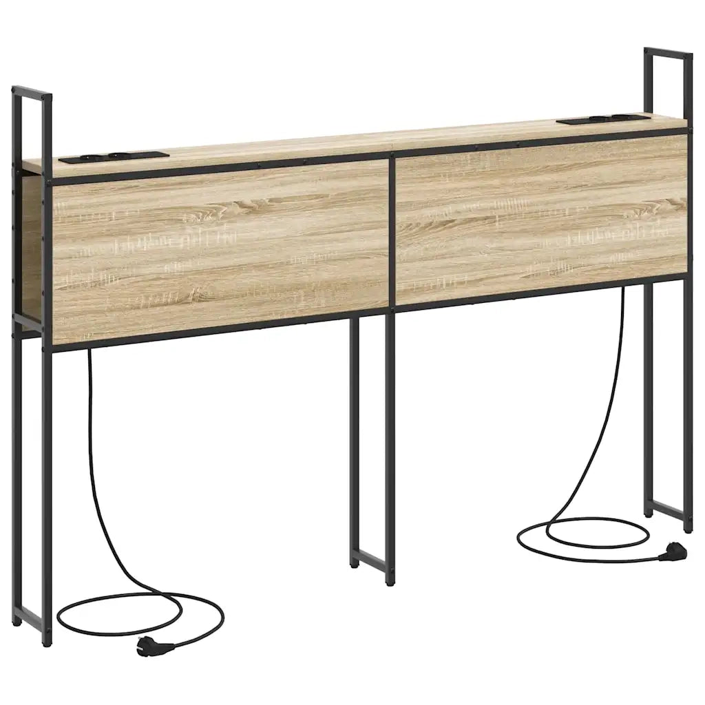 Testiera con Stazione di Carica e Storage-Testiera Multifunzionale-Testata rovere sonoma 150 cm