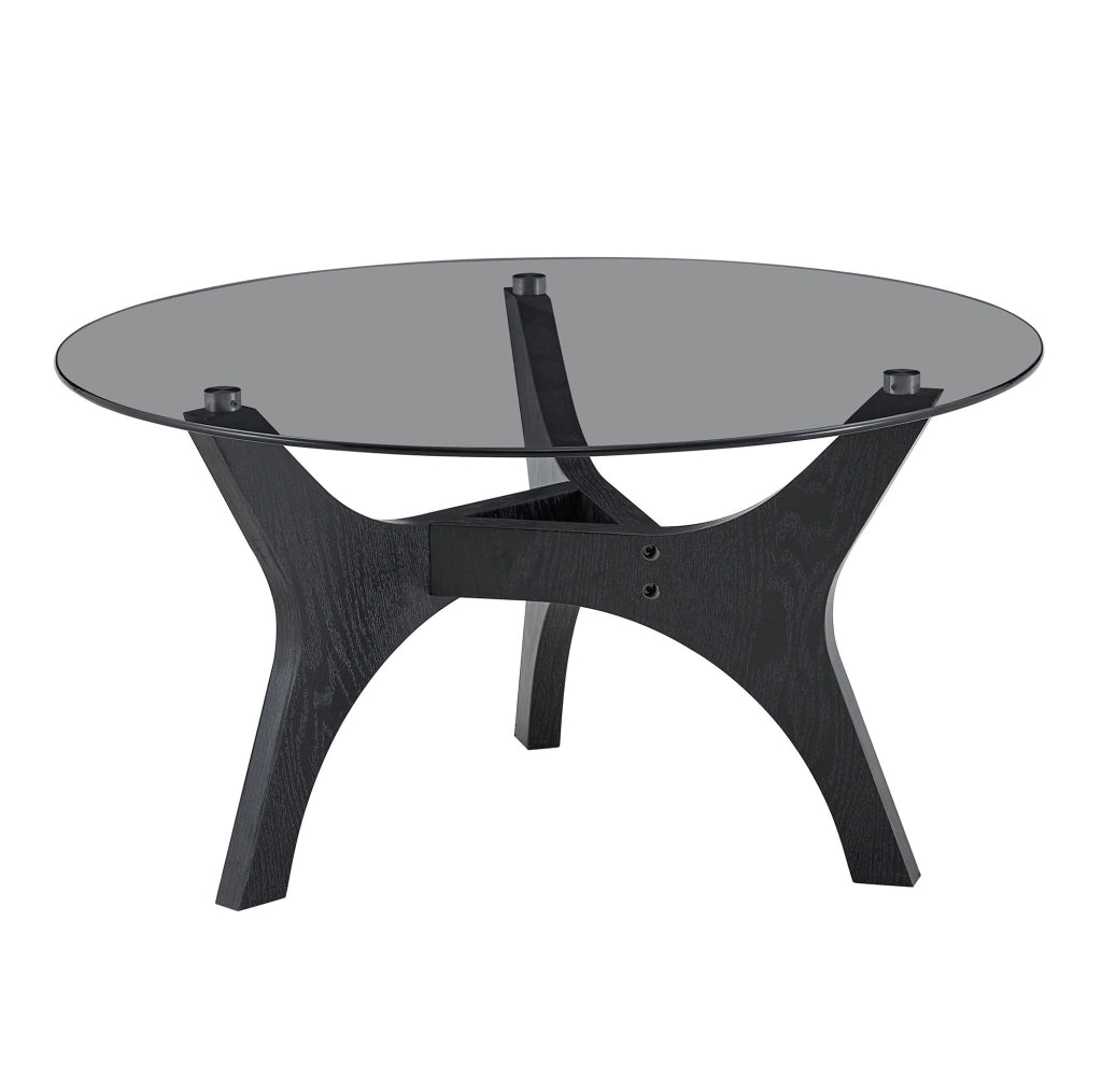 Tavolino da caffè 80x80x42.2 cm con piano in vetro resistente al calore e ai graffi; MDF nero