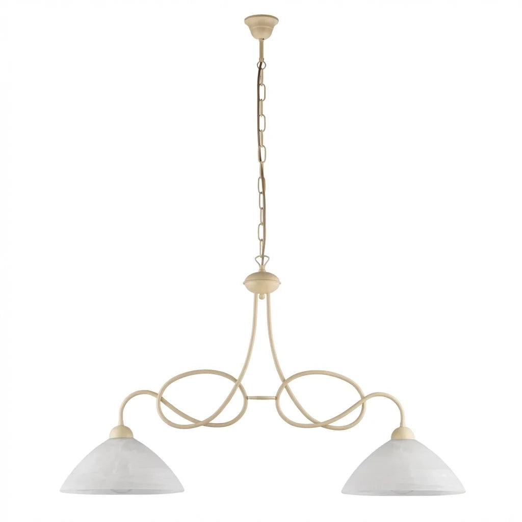 Lampadario Rustico Bistrot 2 Luci Avorio e Bianco LuceArt Classic