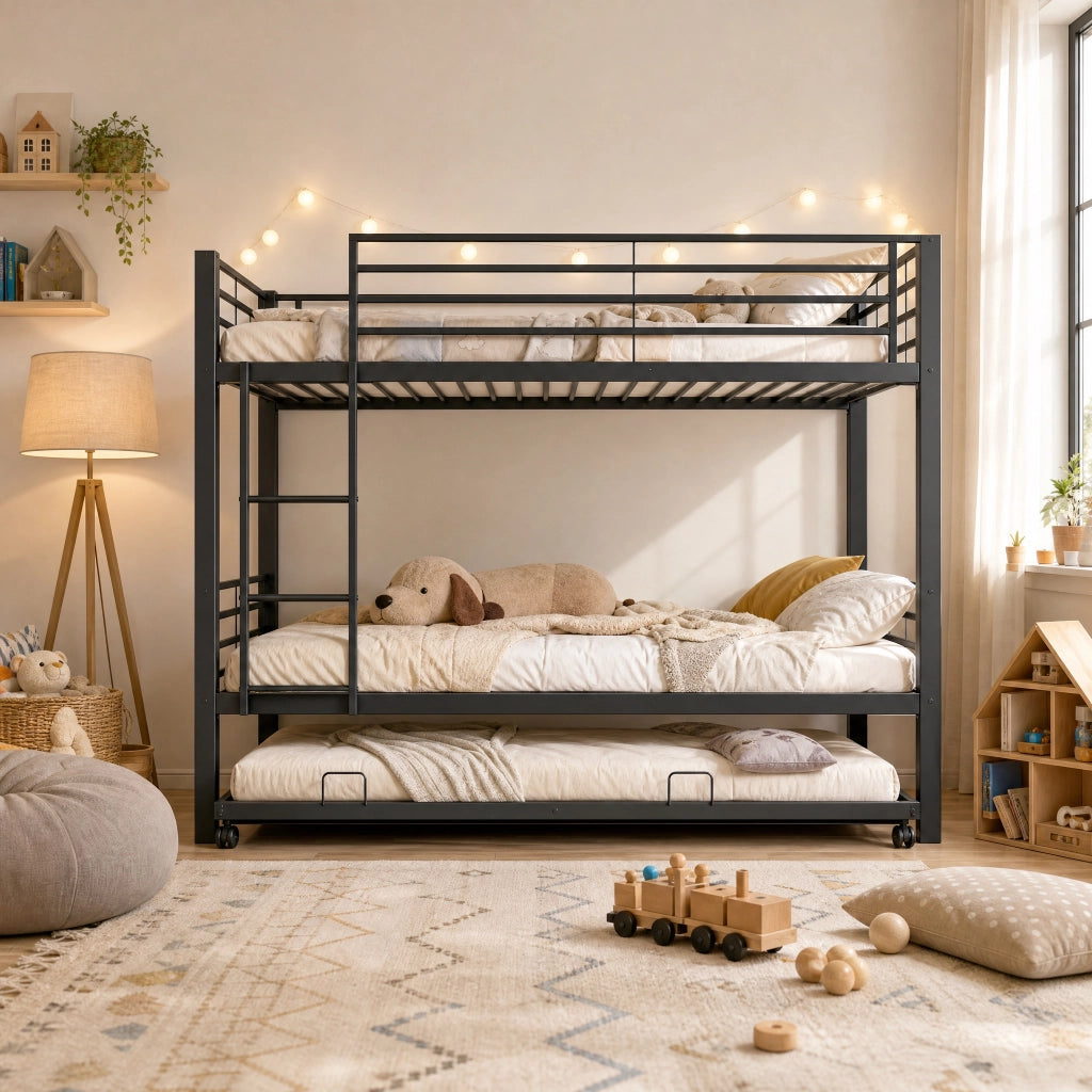 letto a castello metallo nero 90 x 200 cm