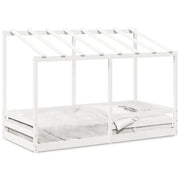 Letto Bambini | Letto Infantile | Lettino con Tetto Bianco 100x200 cm Legno Massello Pino