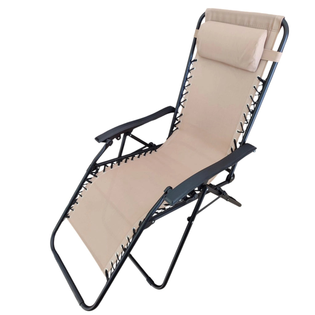 FERCASA SEDIA SDRAIO GREEK IN ACCIAIO PIEGHEVOLE RECLINABILE REGOLABILE ECRU' 94X65X113