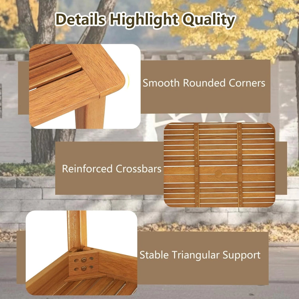 Tavolo in legno per esterni, 100/170/200 cm, tavolo da giardino in legno di acacia con foro di 5 cm, per cortile, veranda e giardino, resistente alle intemperie (100 x 100 cm)