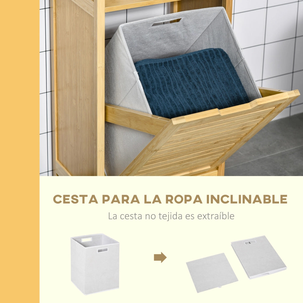 Mobiletto da bagno in bamb¨´ con ripiani e cassetto ¨C zephmum ¨C 40x30x86,5 cm naturale