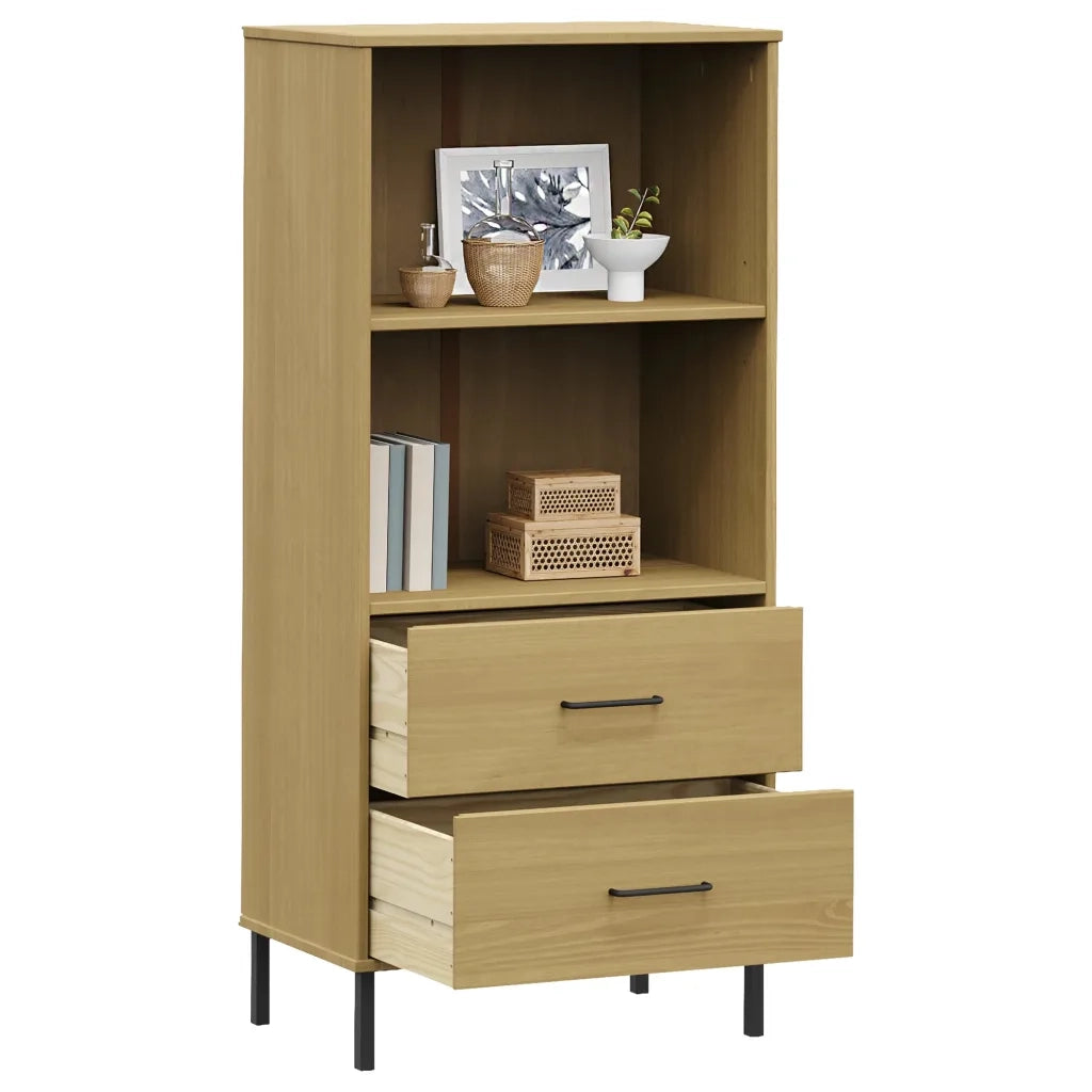 Libreria 2 Cassetti Marrone 60x35x128,5 cm Legno Massello OSLO 351009