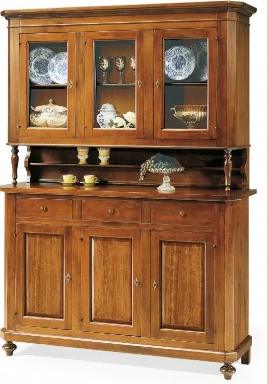 Cristalliera 3 ante napoletana in legno massello finitura elite 150x43x205 - Mobili 2G