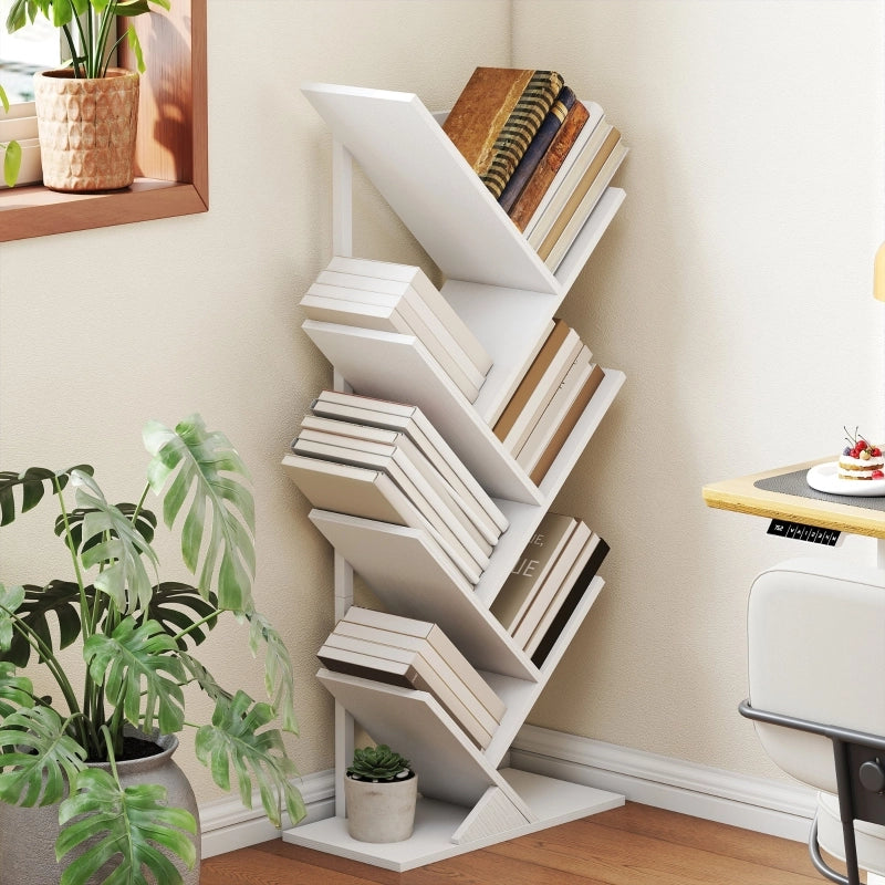 LIBRERIA A 7 RIPIANI Design ad albero 50x24x109 cm Bianco