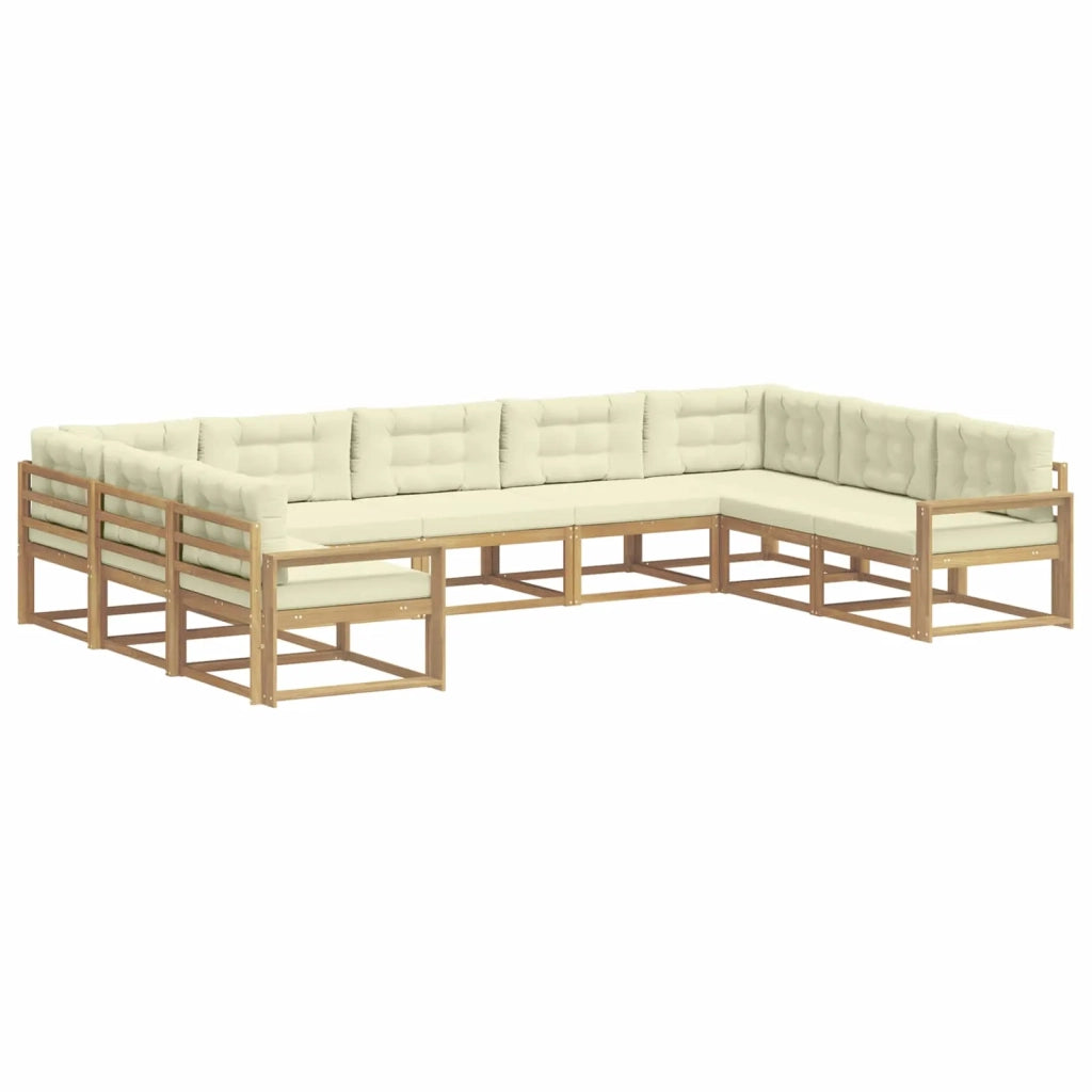 Set di divani da esterno 9 pz Bianco e Crema 3387039