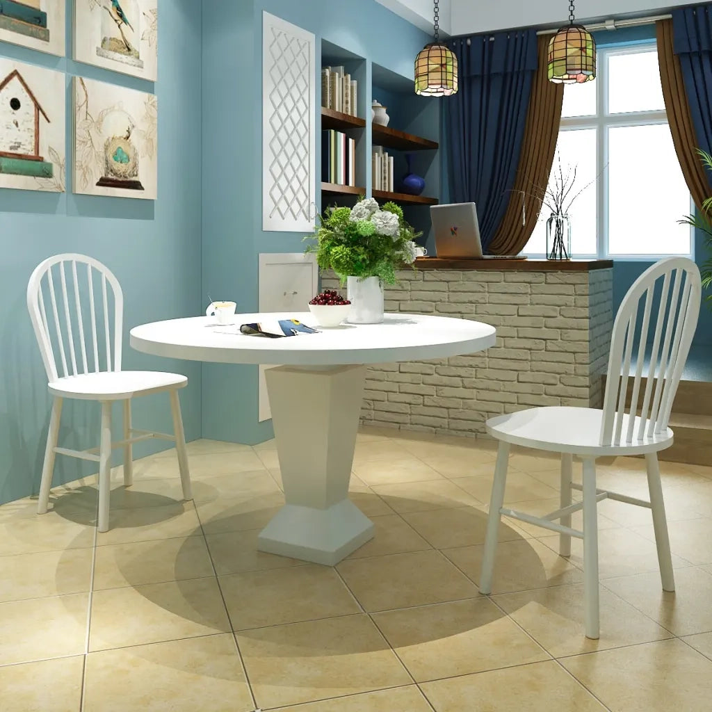 Sedie da Pranzo 2 pz Bianche in Legno Massello di Hevea cod mxl 6027