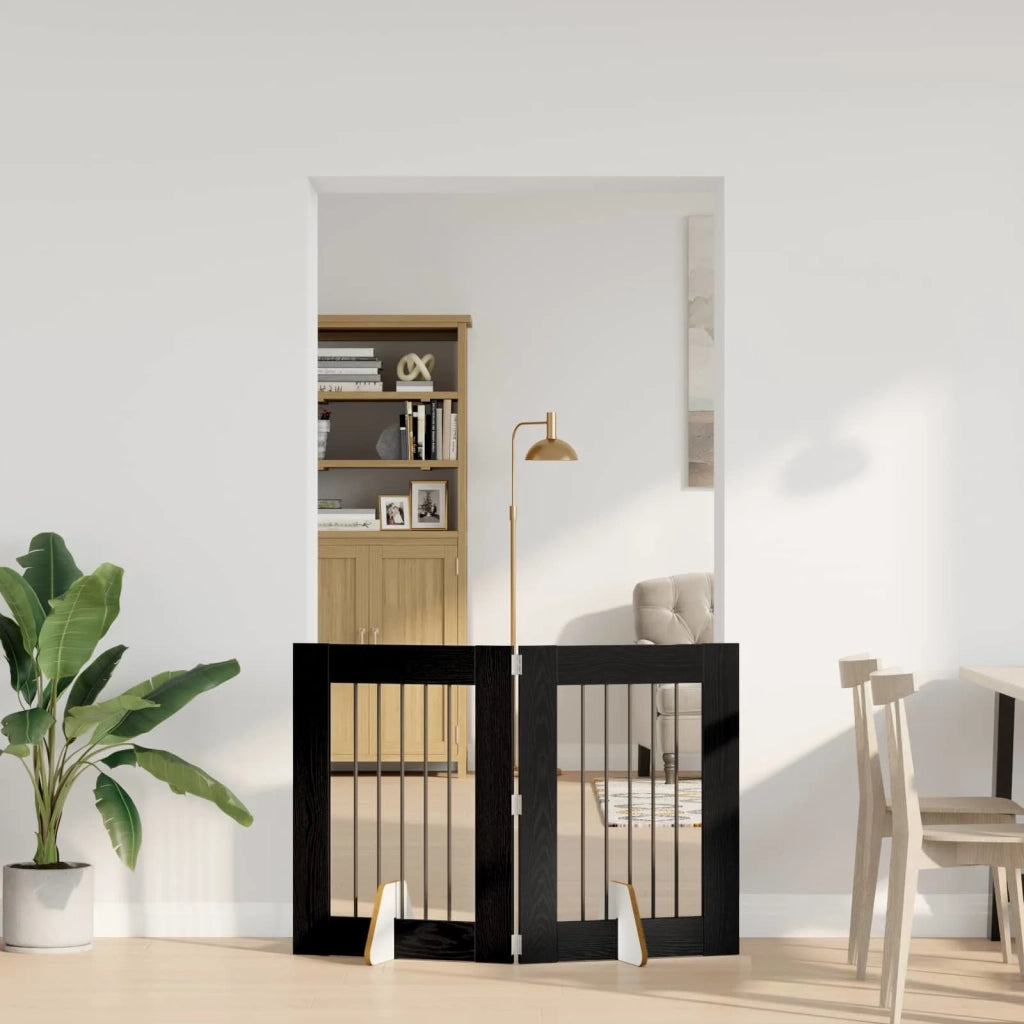 Cancello per cani con supporti 2 pz Rovere Nero 60 x 80 cm CFW7011761