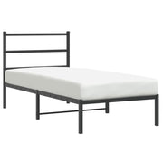 Letto singolo | Letto per adulti | Giroletto con Testiera in Metallo Nero 90x190 cm