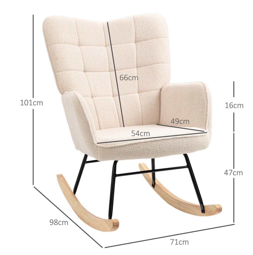 Poltrona a dondolo 98x71x101 cm con schienale trapuntato; in polyester beige