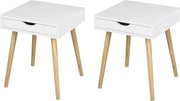 Set di 2 Cassetti da Notte in Legno con Scheda - Cassettiera/Biblioteca - Per Camera da Letto & Salotto - MDF - Bianco - 40x40.5x49 cm