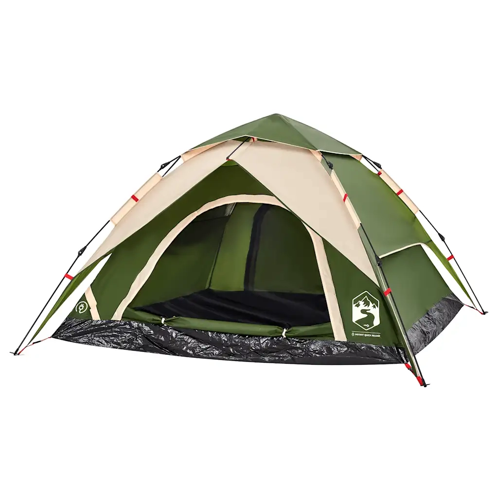 Tenda a Cupola da Campeggio 4 Persone Verde a Rilascio Rapido 4004181