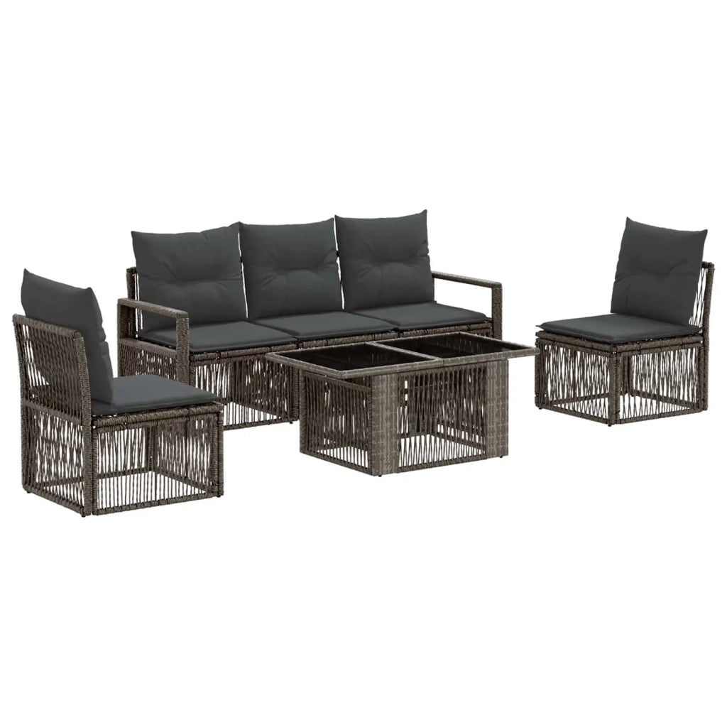 Set Divano da Giardino 6 pz Grigio e Grigio Scuro polyrattan 3437075
