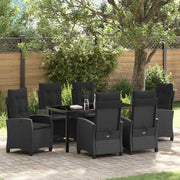 Set da Pranzo per Giardino con cuscino 7 pcs Nero polyrattan 3380376