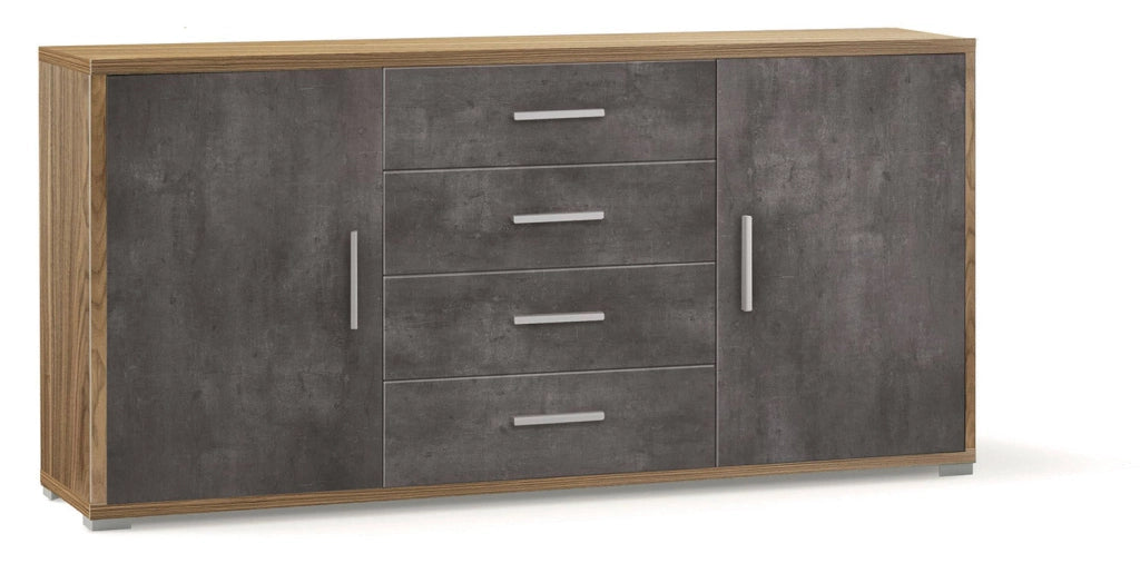 Madia 2 Ante 4 Cassetti 174x84x41 cm Noce Stelvio/Ossido Nero