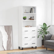 Credenza-Buffet-Armadio da cucina Bianca 69,5x34x180 cm in Legno Multistrato 164186