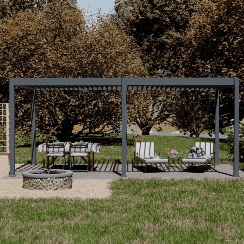 Pergola bioclimatica motorizzata OmbrÃ©a ELMO autoportante 3x6M - Antracite