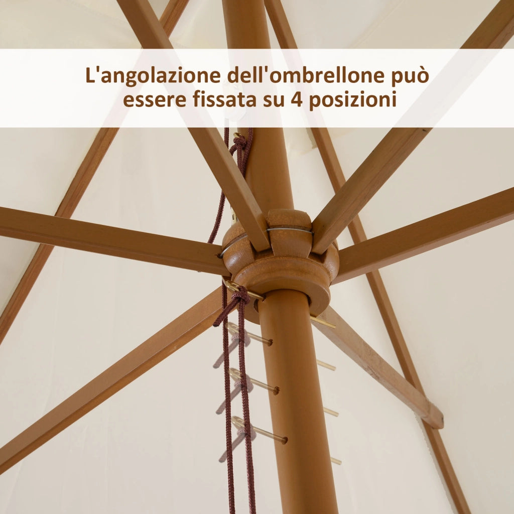 Ombrellone da Giardino in Legno ¨C zephmum ¨C Bianco 2x3 m con Copertura Rimovibile