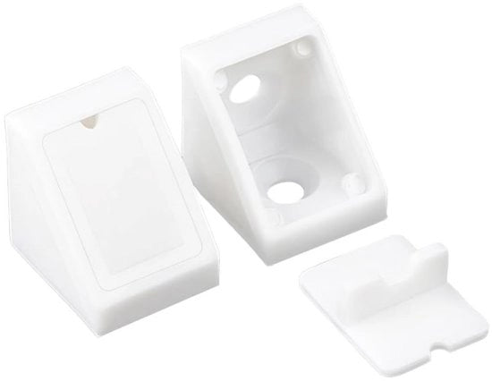 Supporti angolari in plastica 90 gradi - 20 pezzi - bianchi - connettori angolari - non inclusi viti - rettangolari - supporti angolari