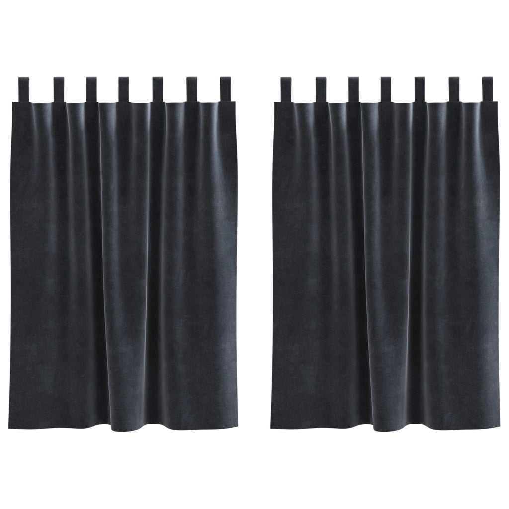 Tende oscuranti  con anelli 2 pz Grigio scuro in velluto