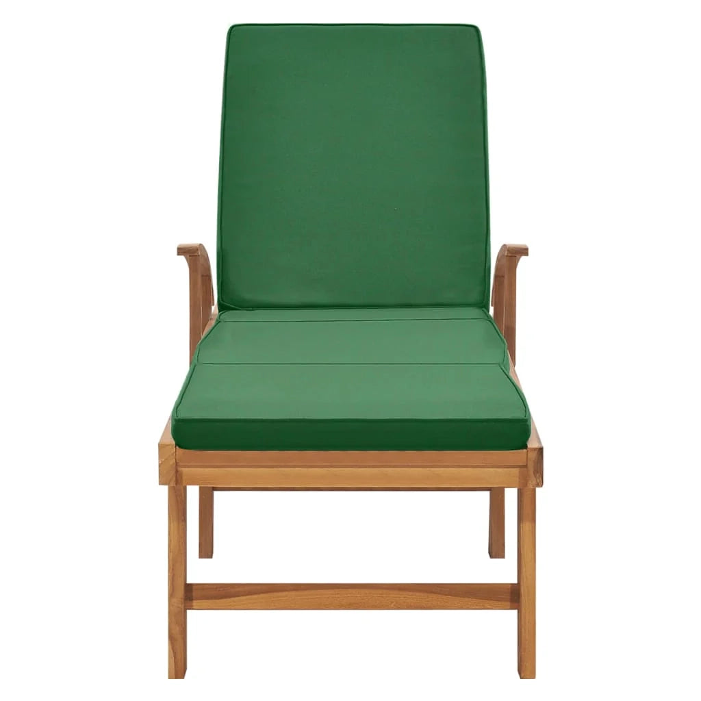 Sdraio sedia a sdraio lettino da giardino lettino da giardino terrazza mobili da esterno con cuscino legno massello di teak verde 02_0012432