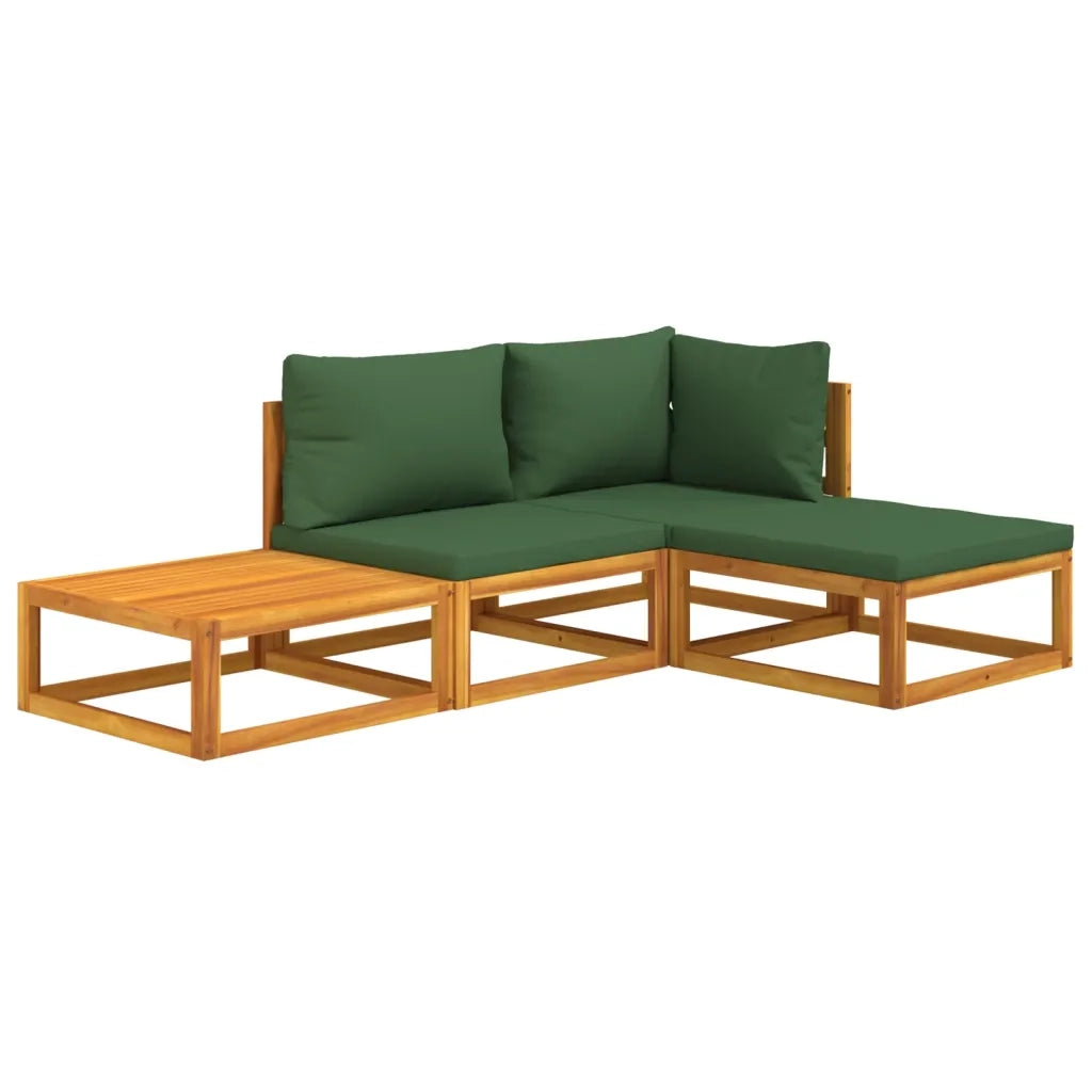 Set Salotto da Giardino 4 pz con Cuscini Verdi Legno Massellocod mxl 76303
