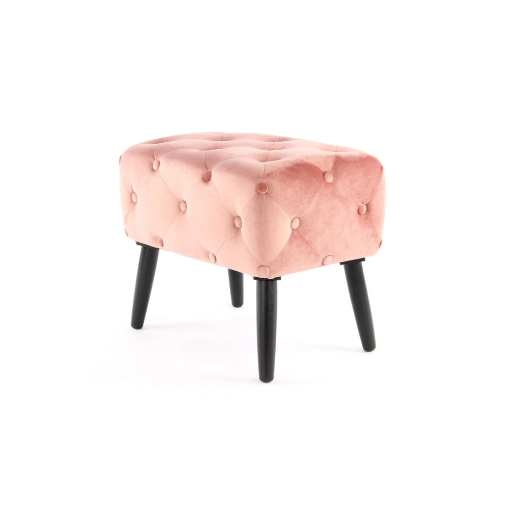 Panca pouf Piano in velluto rosa con bottoni decorativi