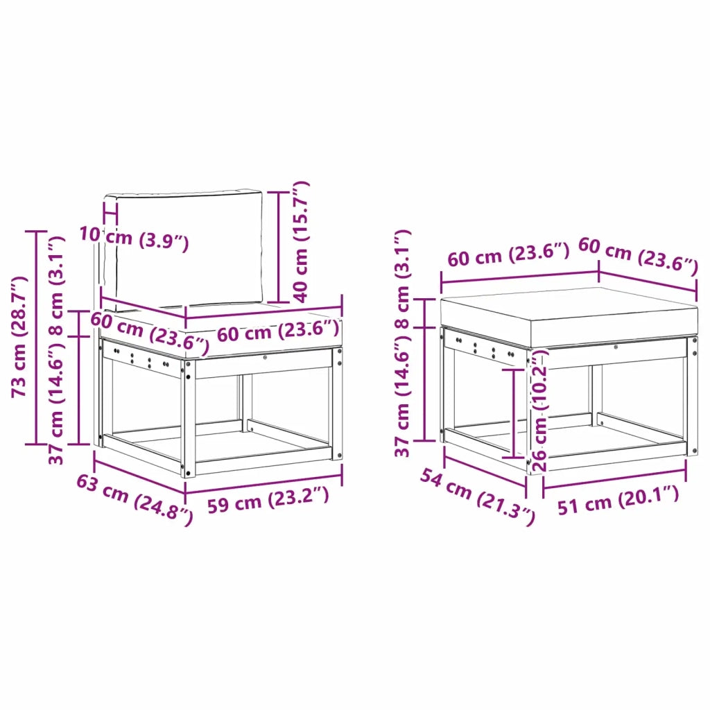 Set di divani da esterno con cuscino 5 pcs Naturale e Antracite 3366260