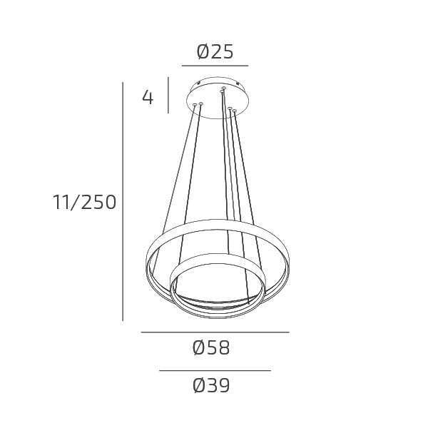 MALIKA SOSPENSIONE 2 ANELLI 40+60 CM BIANCO LED CCT SWITCH 3000/4000/6000°K 70W 9109-9424LM CRI 90