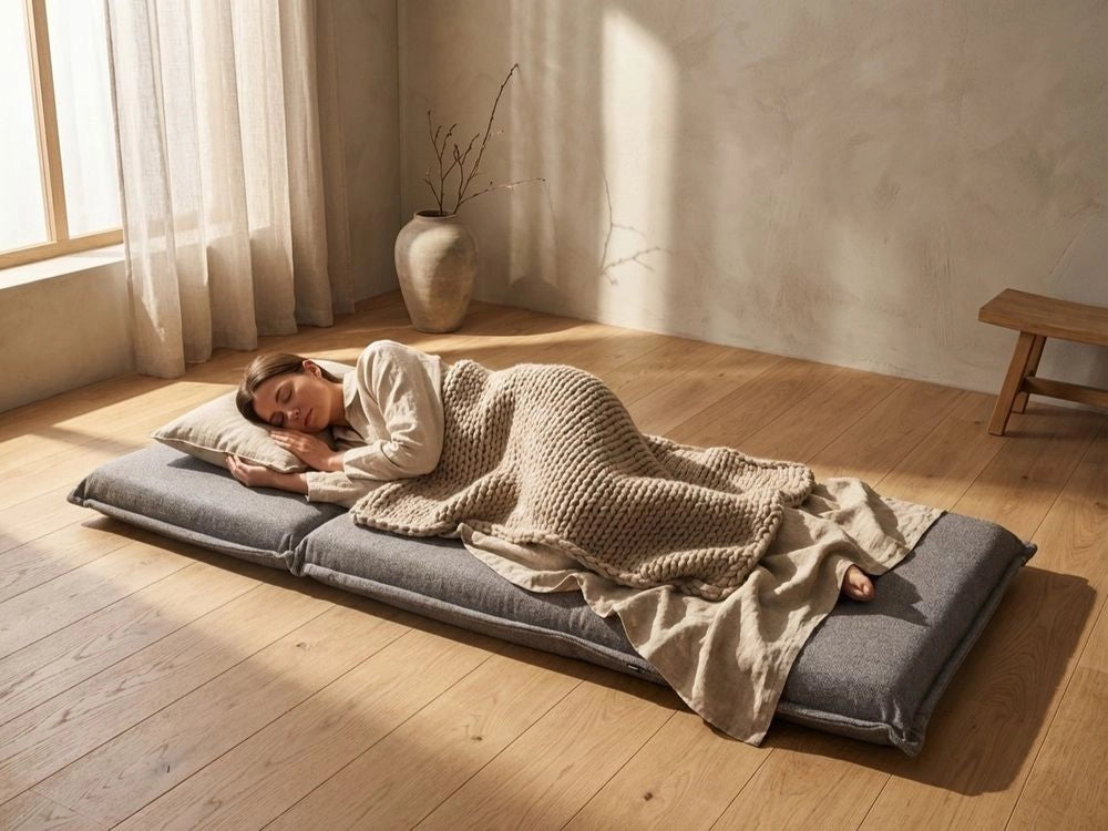Divano letto grigio scuro Poltrona da pavimento Rivestimento in tessuto Letto singolo pieghevole con cuscino Design moderno Camera dei bambini Soggiorno