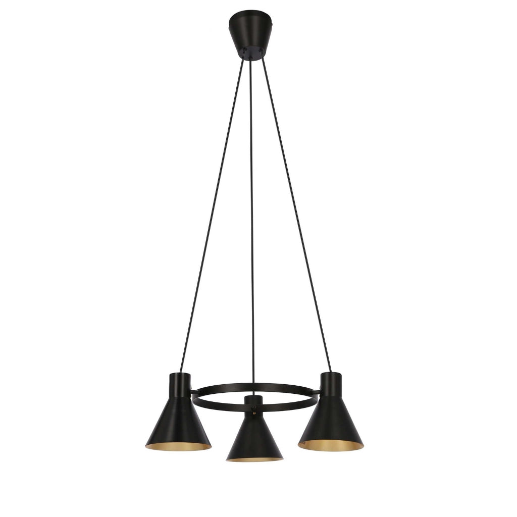 Lampadario Candellux More 33-71156 nero oro 3xE27 metallo