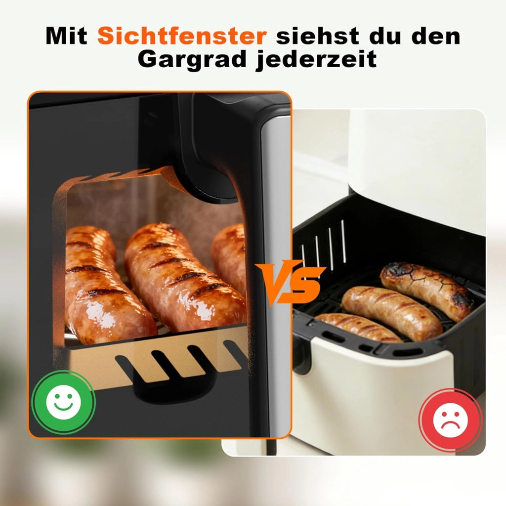 ZMH Friggitrice ad aria a doppia zona 10L 2200W touch screen con finestra visiva, cestello lavabile in lavastoviglie