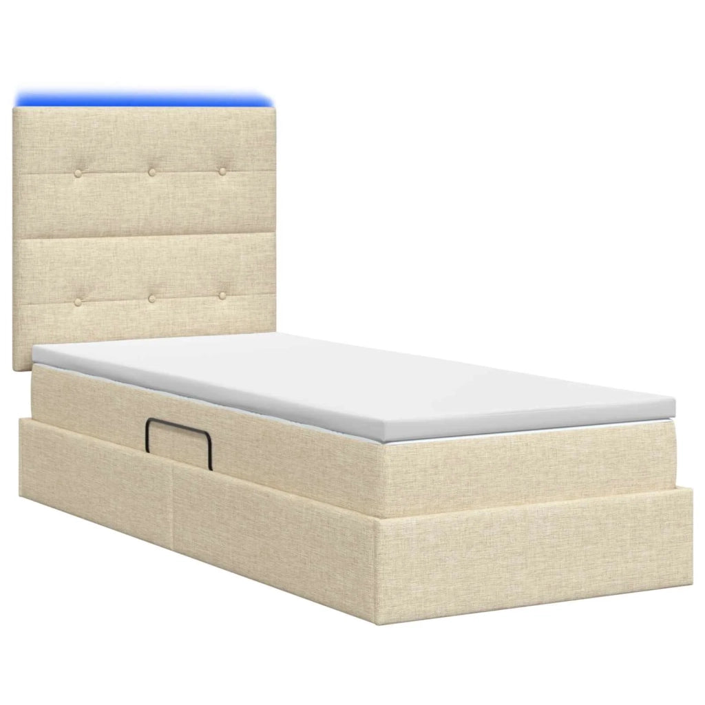 Letto con contenitore LED e materasso Crema 100 x 200 cm 3459928