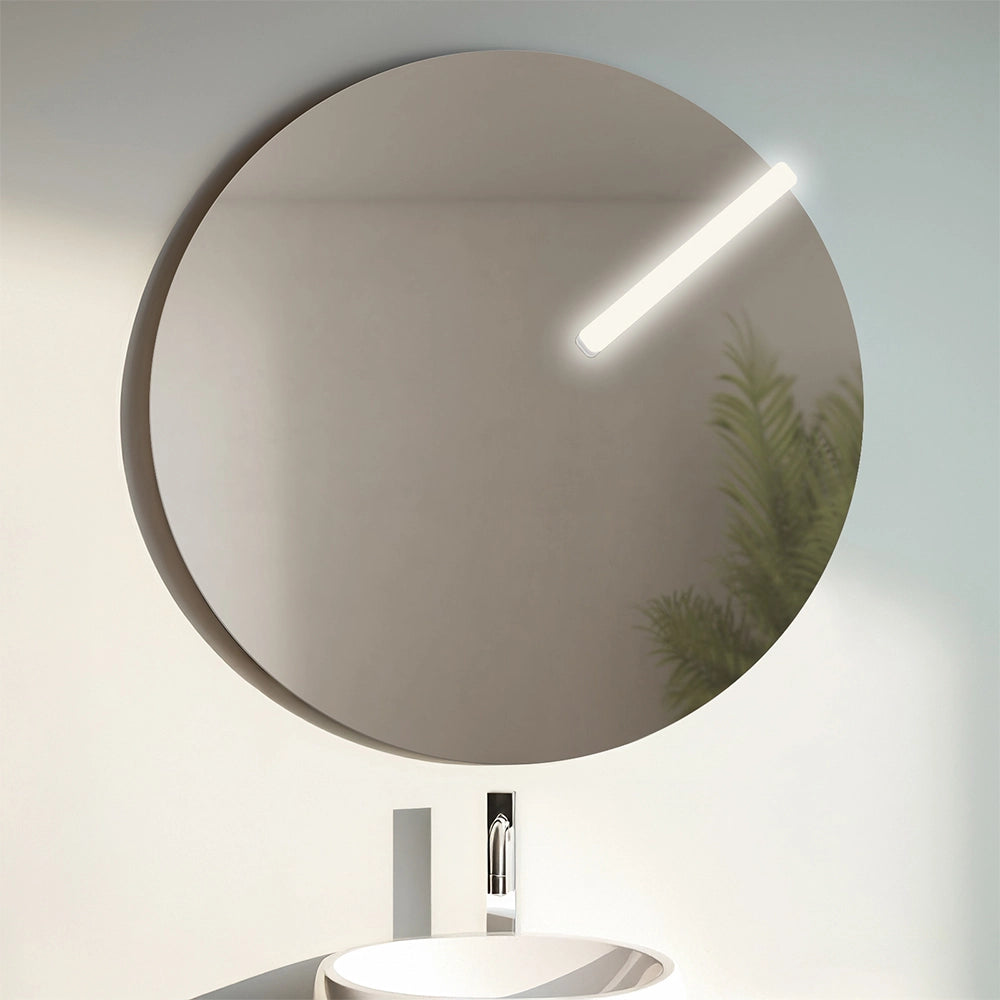 Specchio tondo 60 cm a filo lucido con lampada a LED da 26 cm