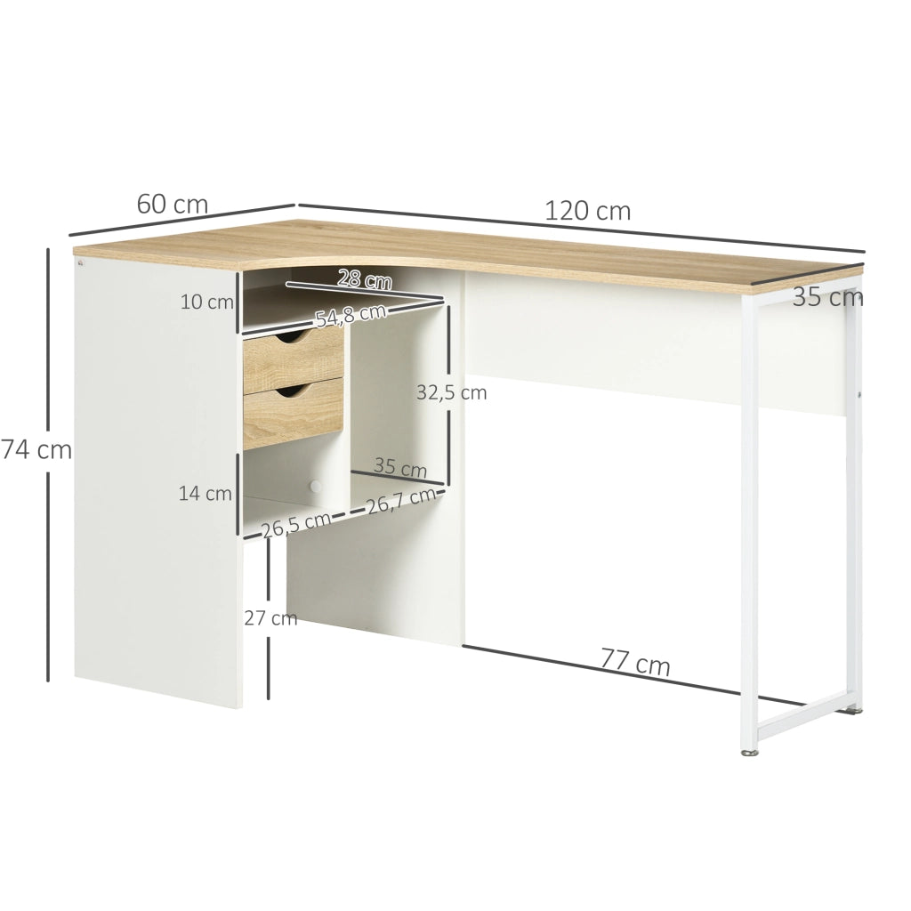 Scrivania angolare con cassetti ¨C zephmum ¨C quercia chiara 120x60x75