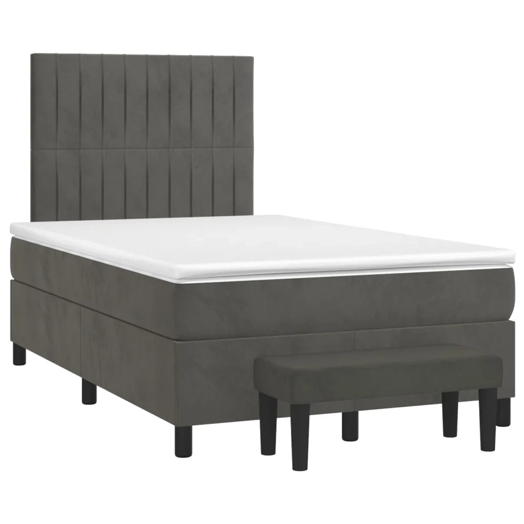 Giroletto a Molle con Materasso Grigio Scuro 120x200 cm Velluto 3137954