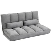Divano Moderno 2 in 1, Schienale Reclinabile su 7 Livelli e Cuscini, Divano per Soggiorno per TV, Giochi, Lettura, Yoga, Ufficio, 130x73x60 cm, Grigio Chiaro