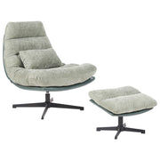 Poltrona girevole con poggiapiedi Verde Ciniglia Base singola Seduta imbottita