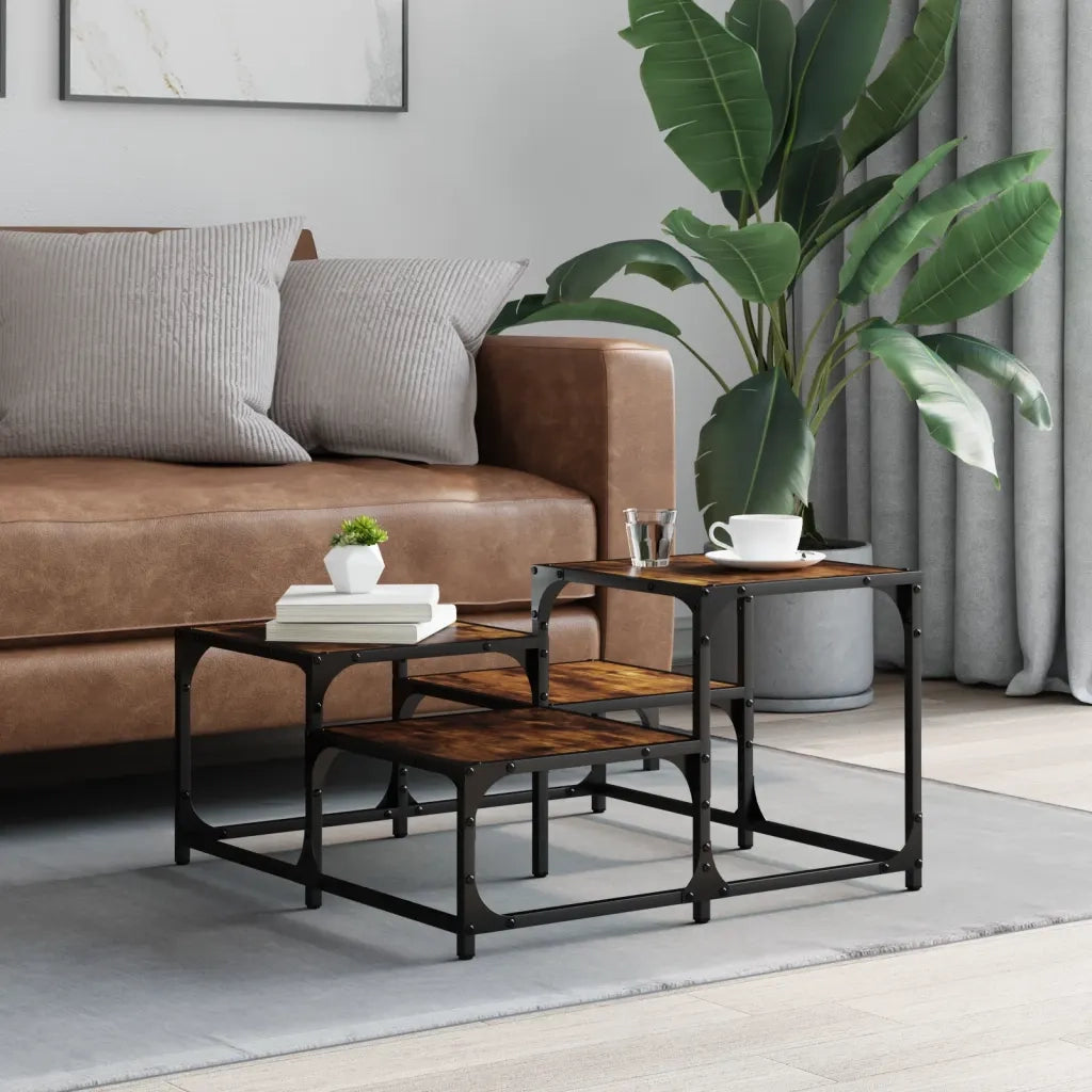 Tavolino da Salotto Rovere Fumo 68x68x40cm in Legno Multistrato 837749