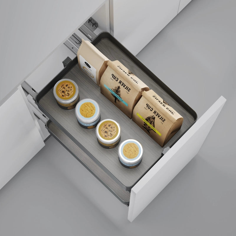 Portabottiglie laterale estraibile Titane Simplex con chiusura soft, modulo 150 mm, Grigio antracite