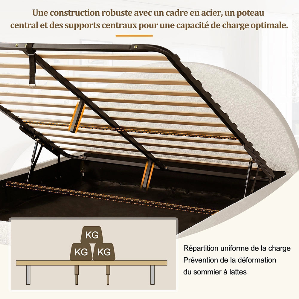 Letto matrimoniale-Xylo-180x200cm idraulico spazio ripiano beige