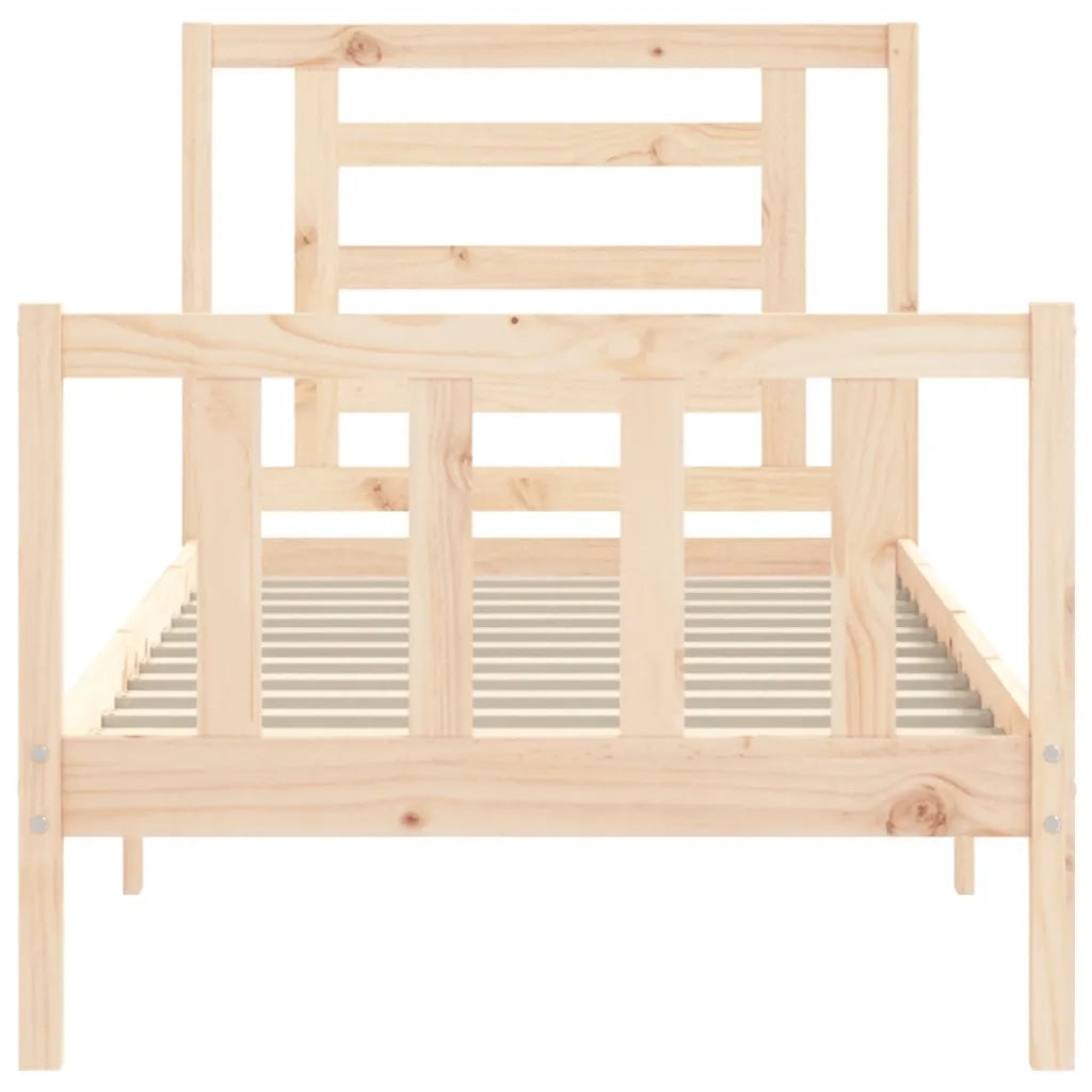 Giroletto con Testiera Single-Struttura Letto in Legno Massello 412665