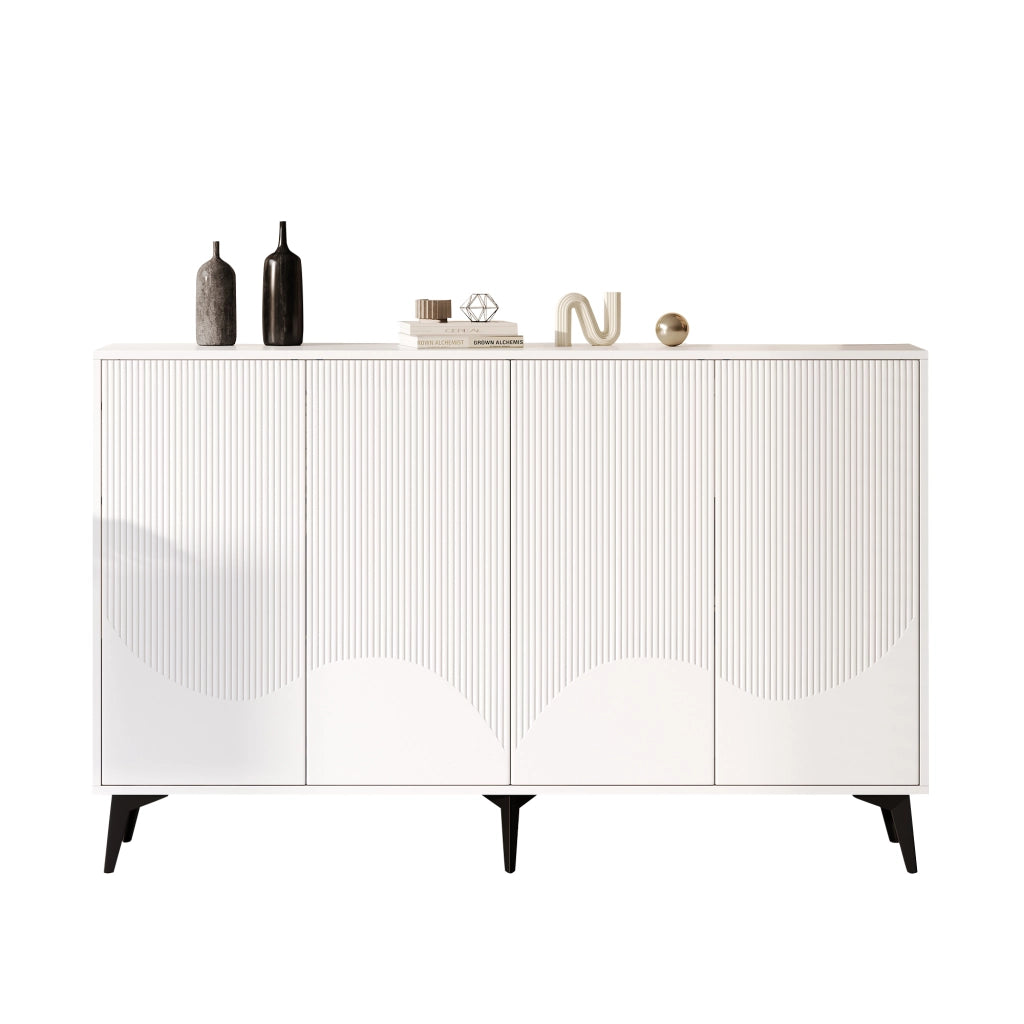 Sideboard Credenza ¨C Xylo ¨C Bianco, 4 Ante, Gambe in Metallo, 160 cm